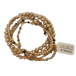 Multi-Coloured Torrid Women's Tonal Bead Gold Stretch Bracelet
